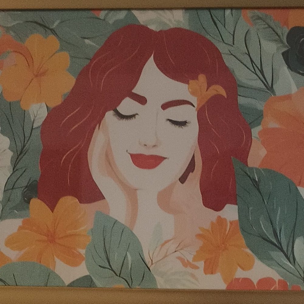 Floral Art Print with Red Hair